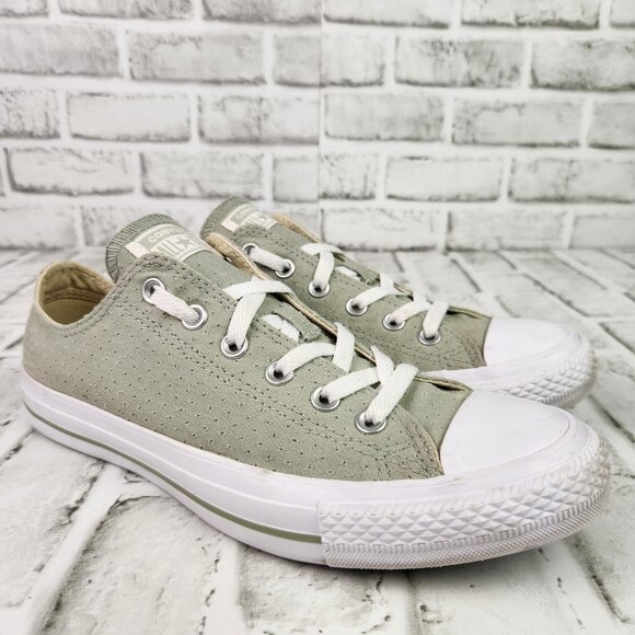 Converse All Star Perforated Ox Women's Sz 10 Green Casual Classic Shoes Canvas - Picture 1 of 10